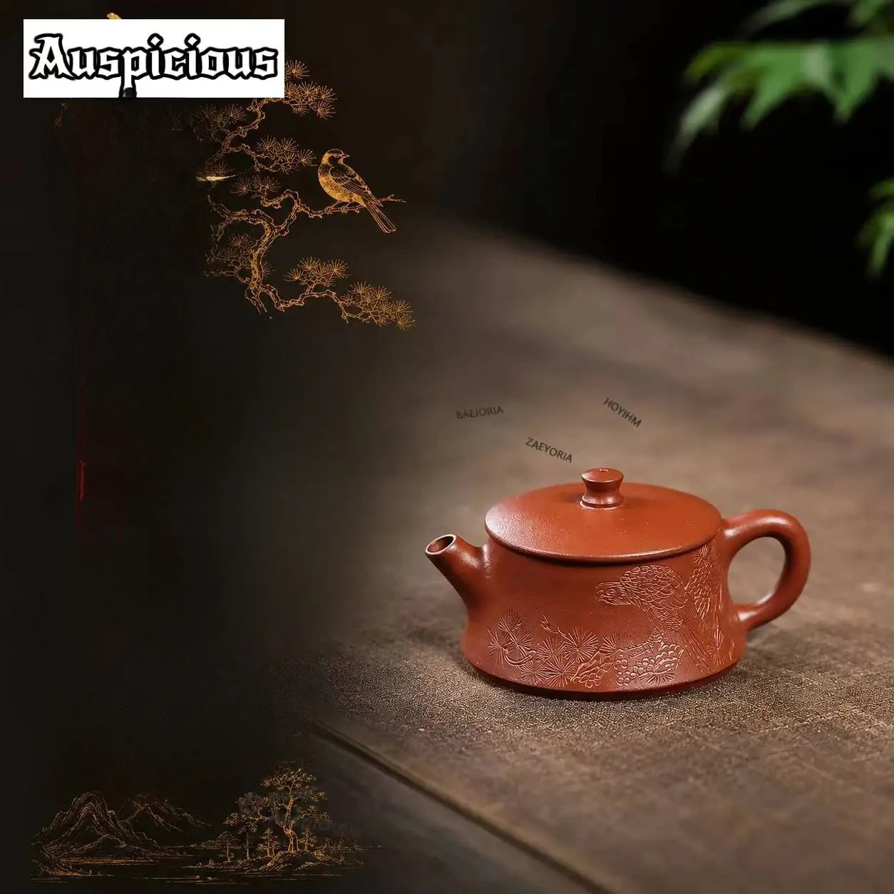 ZAEYORIA 50ml High-end Yixing Purple Clay Small Teapots Handmade Mini Pot Raw Ore Zhu Mud Kettle Chinese Zisha Tea Set Ornaments