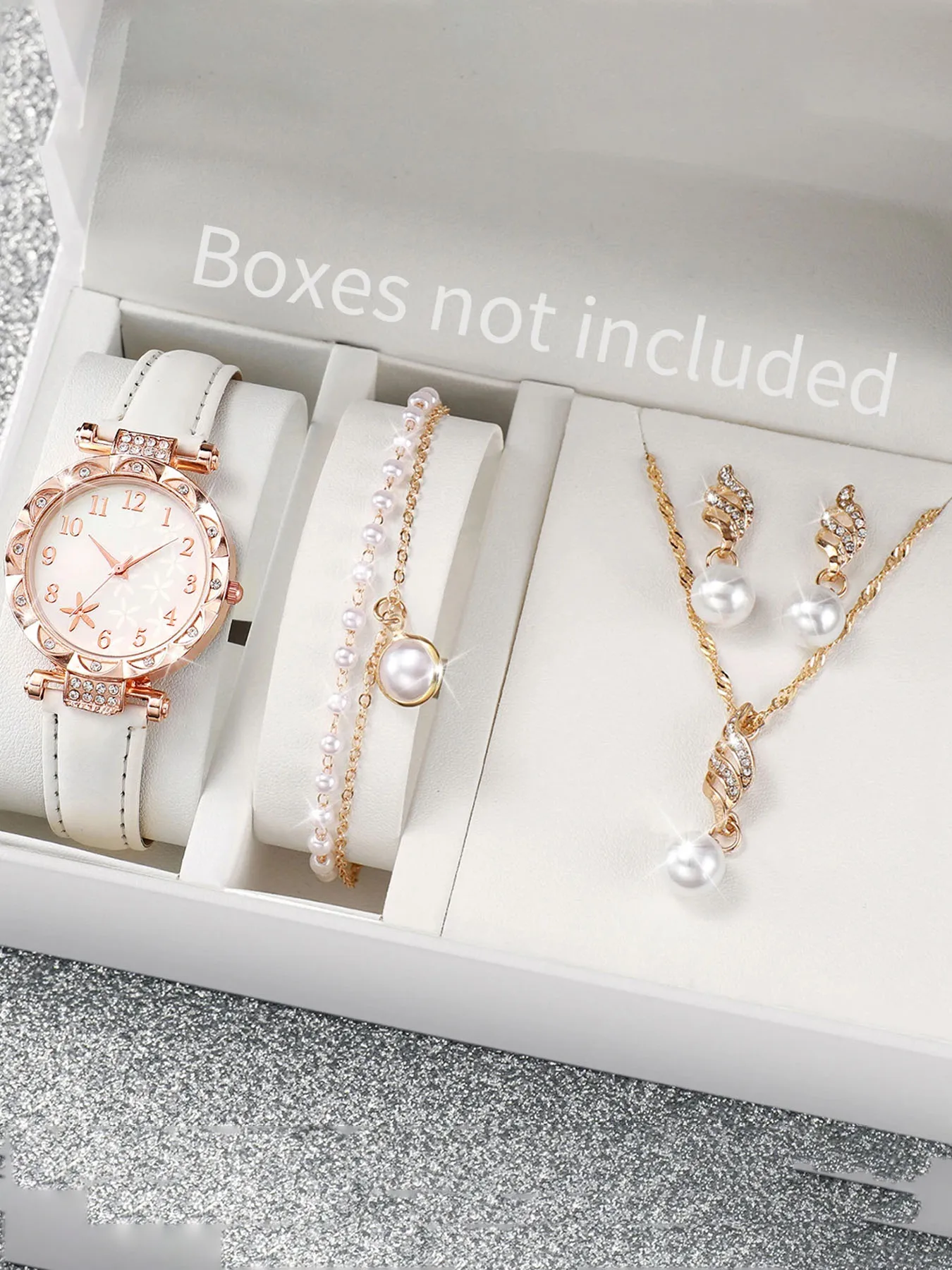 5pcs/2pcs Foreign Trade Top Five Piece Set Women's Watch Women's Watch Water Diamond Love Jewelry Gift Set