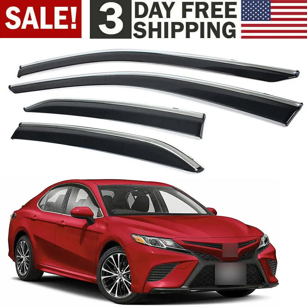 

For 2018-2020 Toyota Camry Side Window Visor Vent Shade Rain Guards Chrome Trim