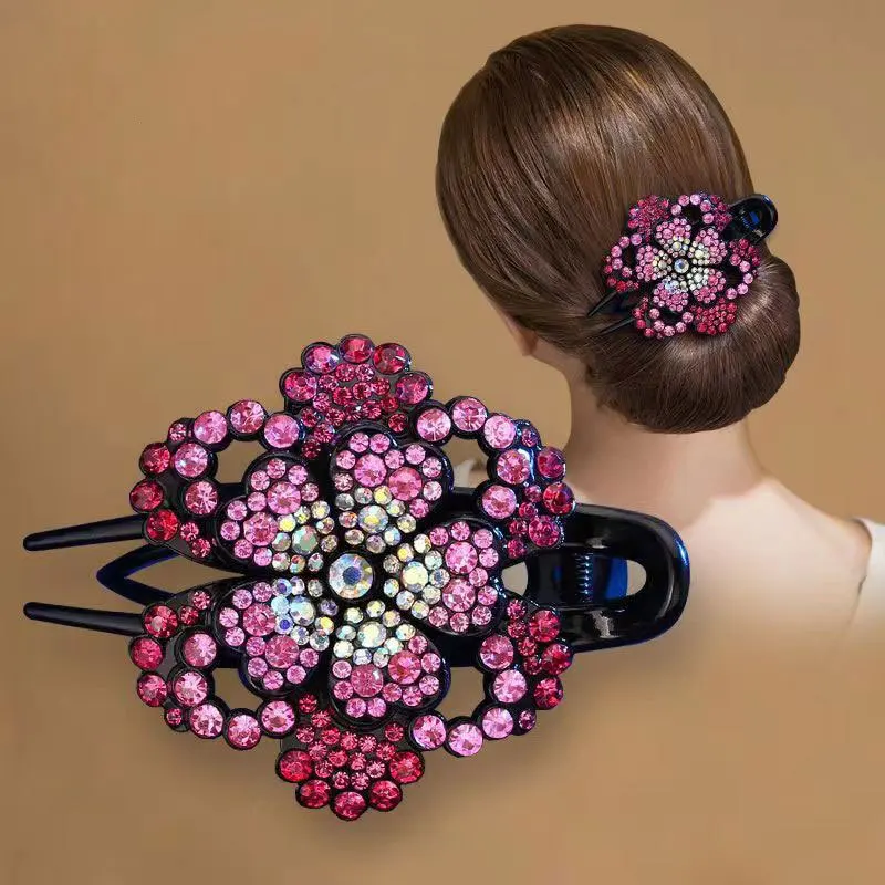 Pear flower elegant Rhinestone duck-billed hairpin, mother and daughter hair accessories