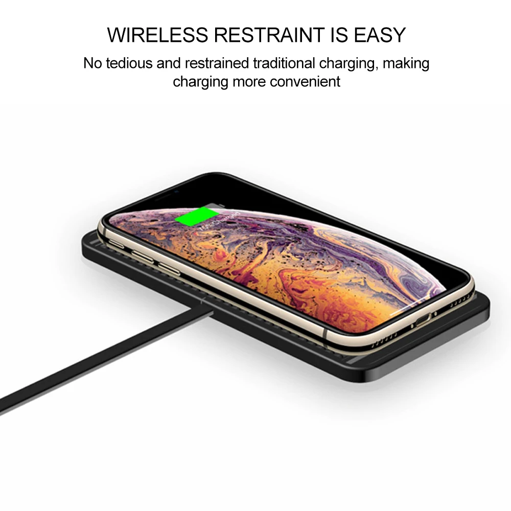 Q1 Car Mobile Phone Wireless Charger Pad Fast Charging Non-Slip Cell Phone Inductive Charging Pad for IPhone Samsung