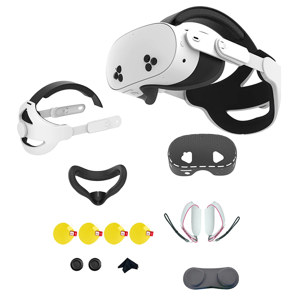 Elite Strap with Silicone Cover Set VR Shell Cover Face Cover Lens Cover VR Head Strap for Meta Quest 3S VR Headset Accessories