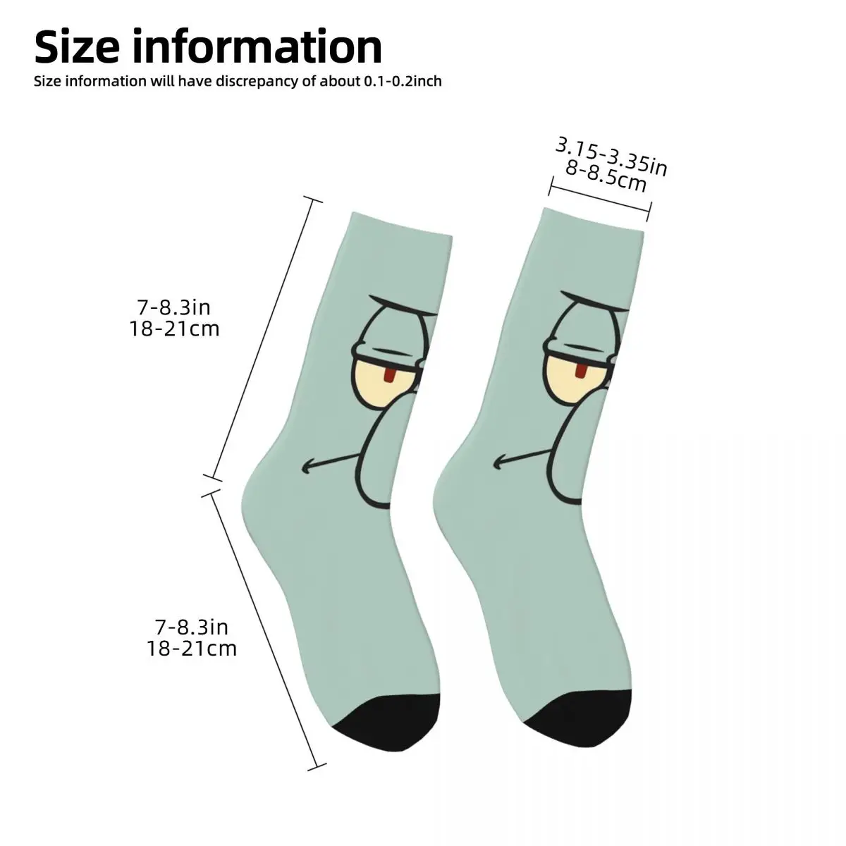 SpongeBobing Squidwarded Face Socks Men Women Fashion Cartoon Socks Novelty Spring Summer Autumn Winter Middle Tube Socks Gifts