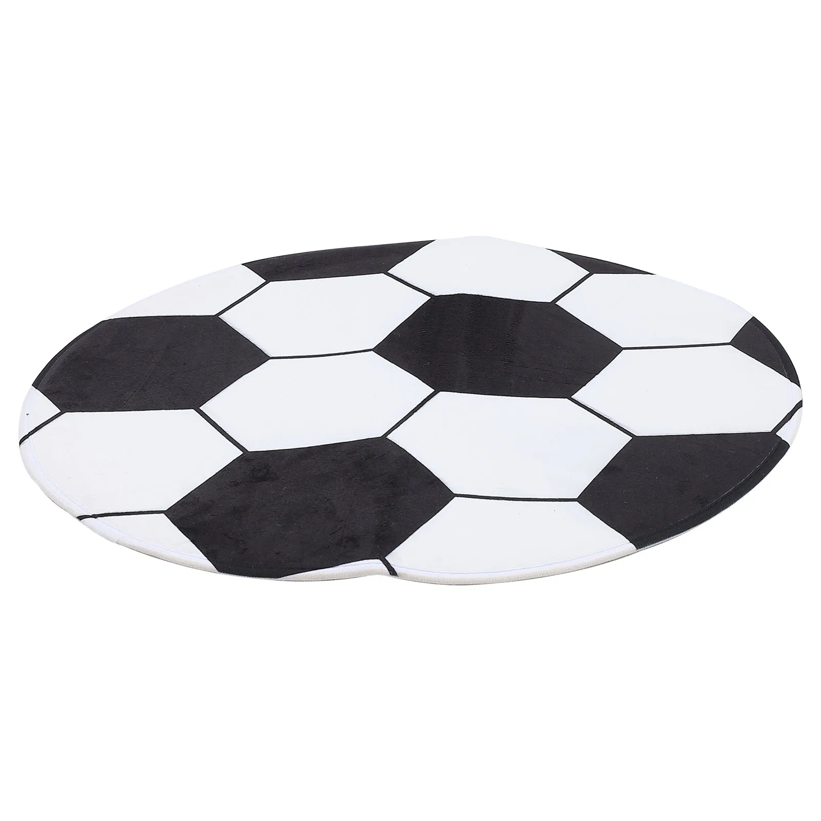 

Football Carpet Soccer Shaped Rug Decorative Floor Mat for Kids Room Bedroom Polyester Easy Clean Round Soccer for Boys