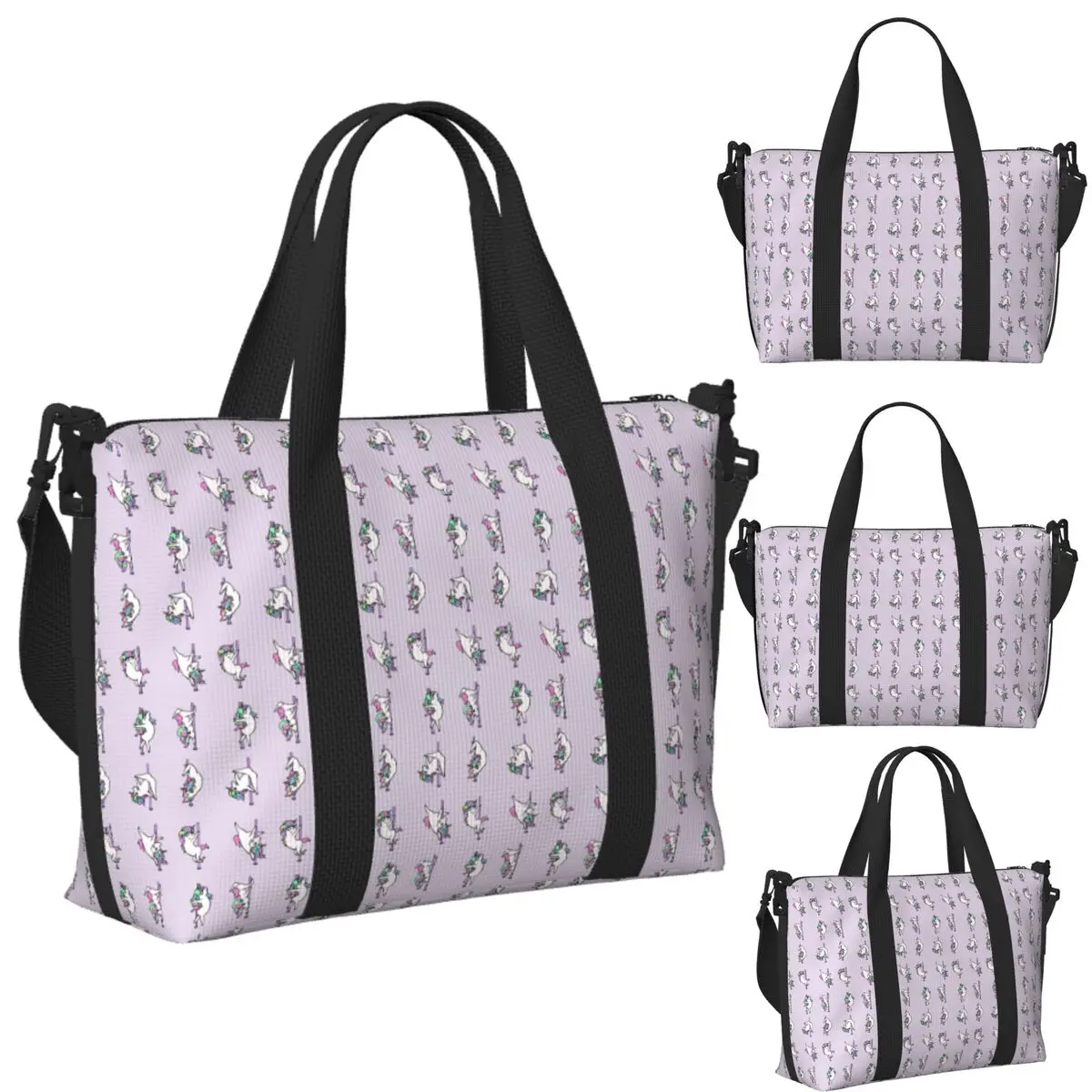 

Custom Unicorn Pole Dancing Club Beach Travel Bag Large Capacity Tote Bags for Gym Sport Women Shopping Duffle Shoulder Bag