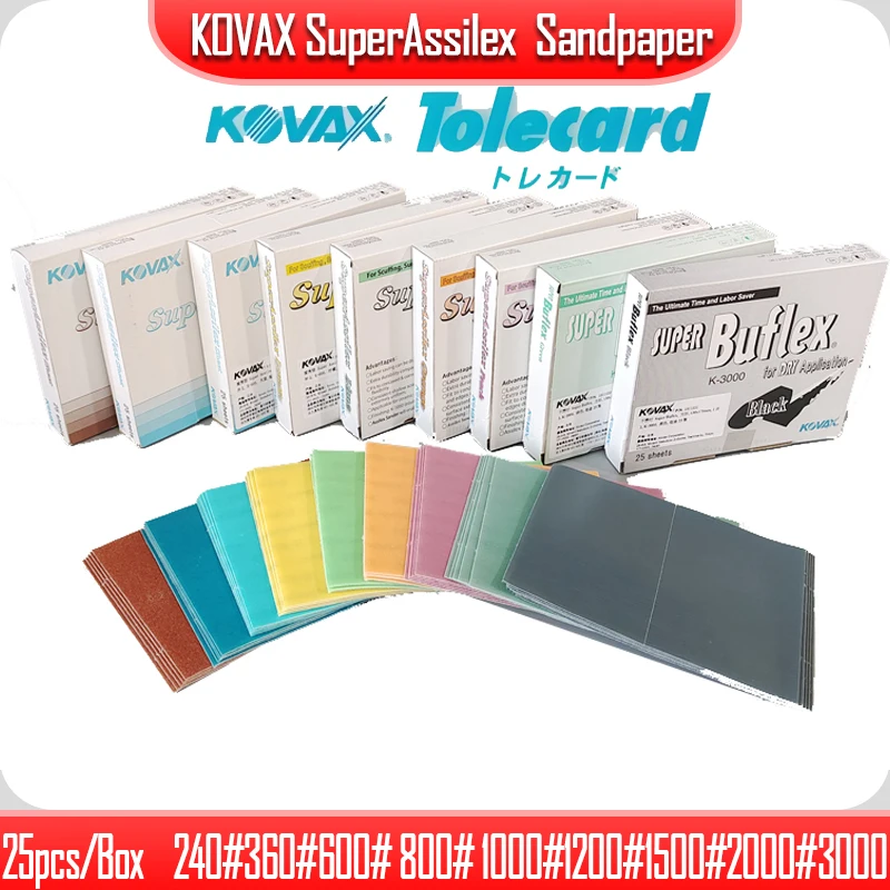 

KOVAX Super Assilex /JAPAN 25PC Rectangular Dry Polishing Sandpaper Super Fine Lacquer Abrasive Automotive Hardware Car