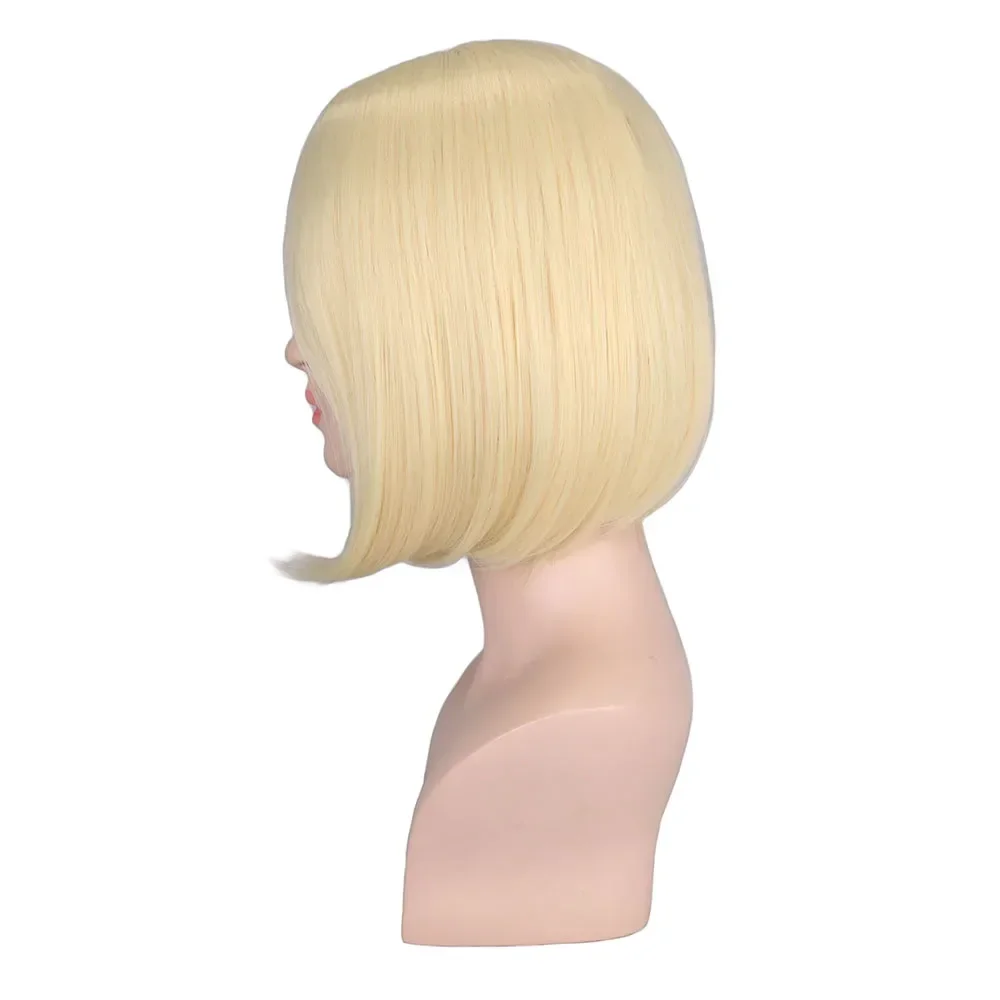 QQXCAIW باروكة شعر صناعية قصيرة مستقيمة للنساء الجزء الأوسط أسود بني أحمر أشقر 12 بوصة