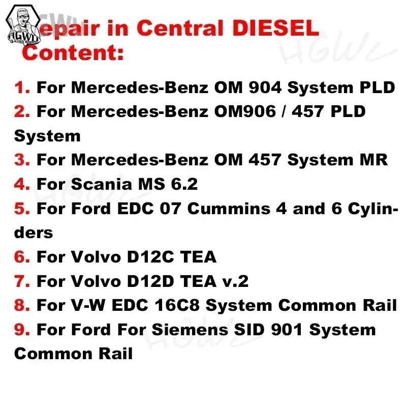 Repair ECU Diesel PDF for OM904 PLD OM906 457 OM MR MS 6.2 Ford EDC 07 Cummins 4 6 Cylinders VOV D12C  D12D VW EDC 16C8 SID 901