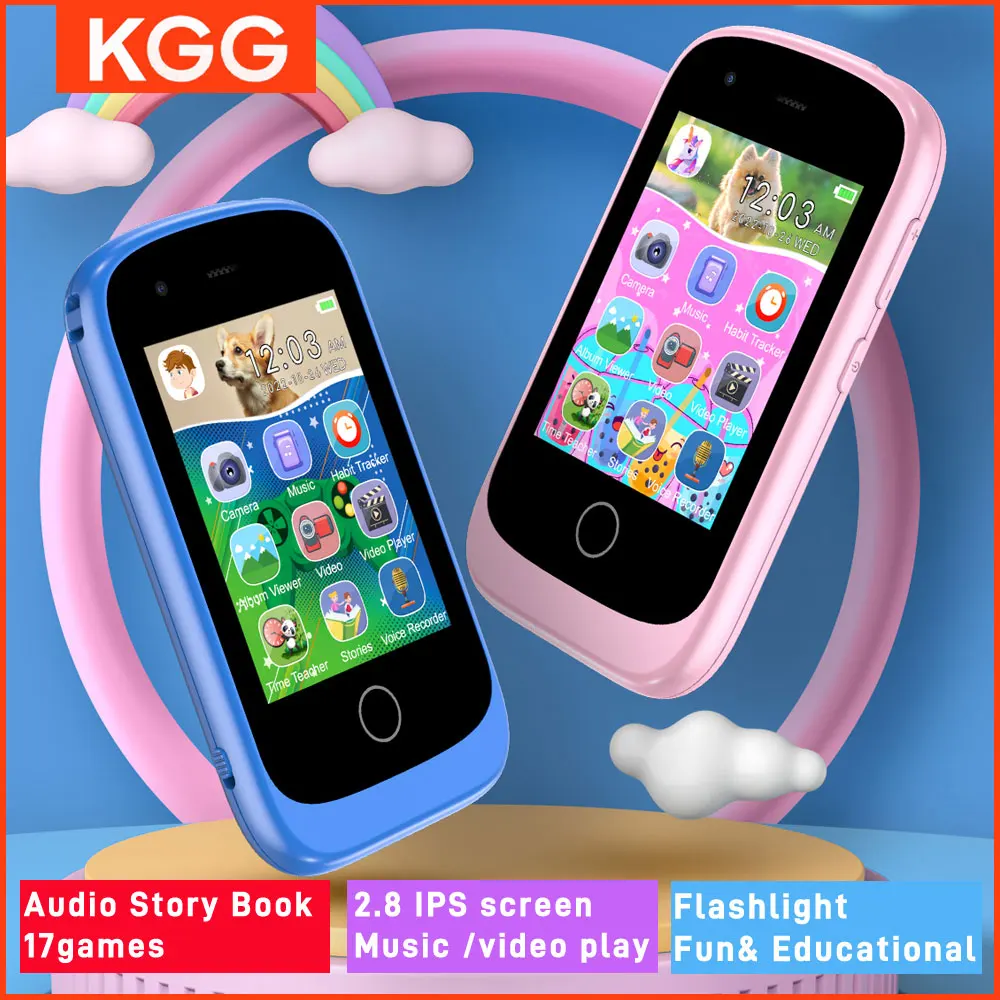 

Kids Mini Phone Watch Camera 2.8inch IPS Learning Toy Phone MP3 Player Clock Audio Book Habbit Tracker Christmas Birthday Gifts