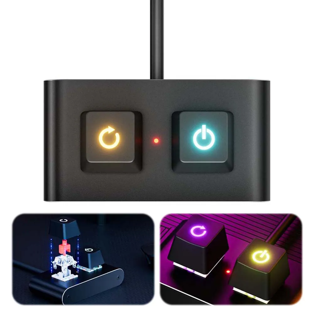 Desktop Switch Splitter met kleurrijke LED HDD LED externe voedingsknop Computer aan/uit-schakelaar voor computermoederbord