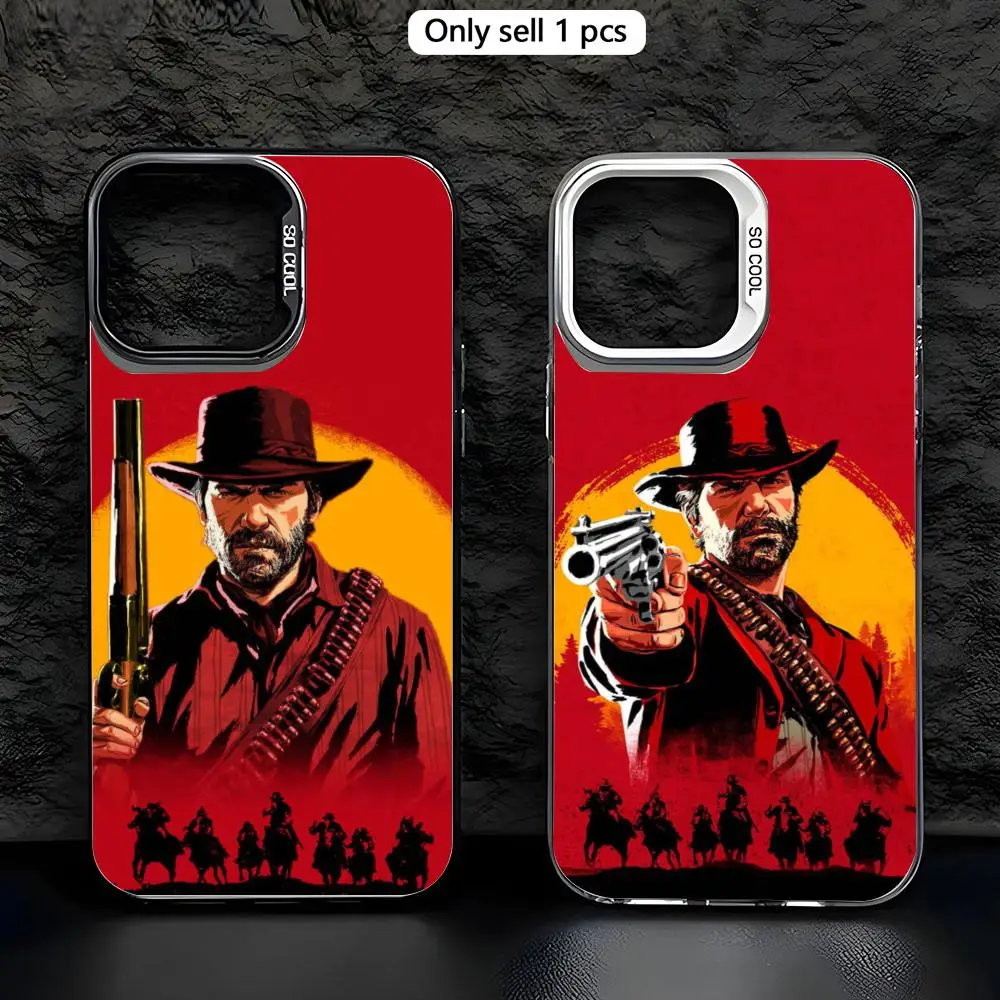 Coque de téléphone Red Dead Game R-Redemption 2 transparente en TPU anti-jaunissement et antichoc pour iPhone 11 12 13 14 15 16 17 Pro Max