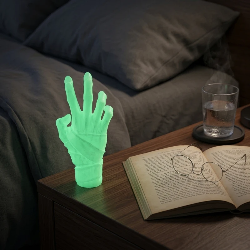 Glow In The Dark Mummy Hand 3D Printed Statue,Halloween Spooky Zombie Hand Decor,Desktop Ornament for Party Home Decoration Gift