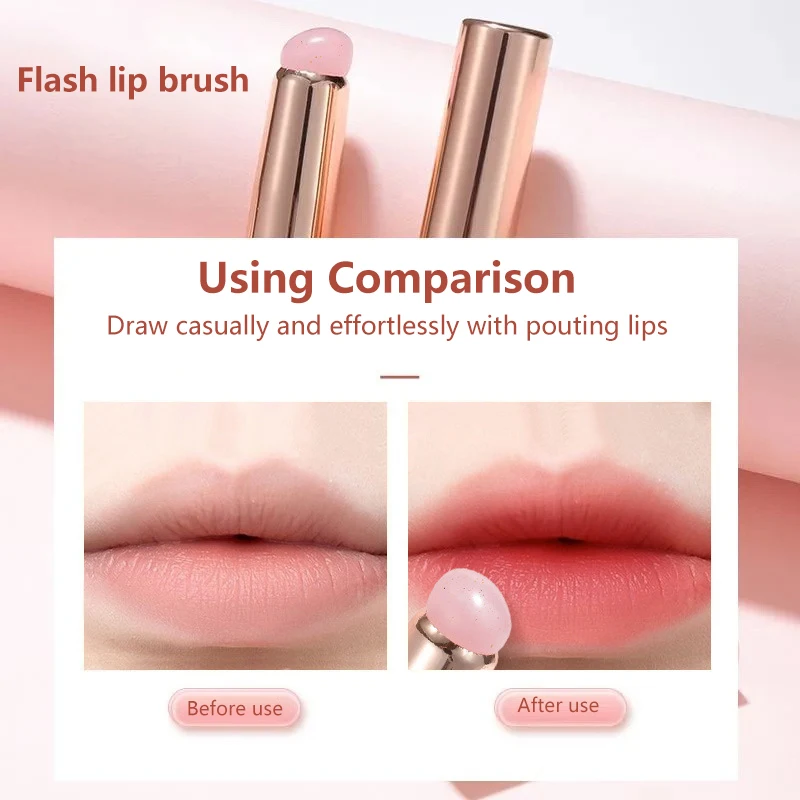 Shiny Pink Silicone Lip And Concealer Makeup Brush With Cover Q Soft Round Head Lipstick Applicator Lip Cosmetic Tool Multi-use