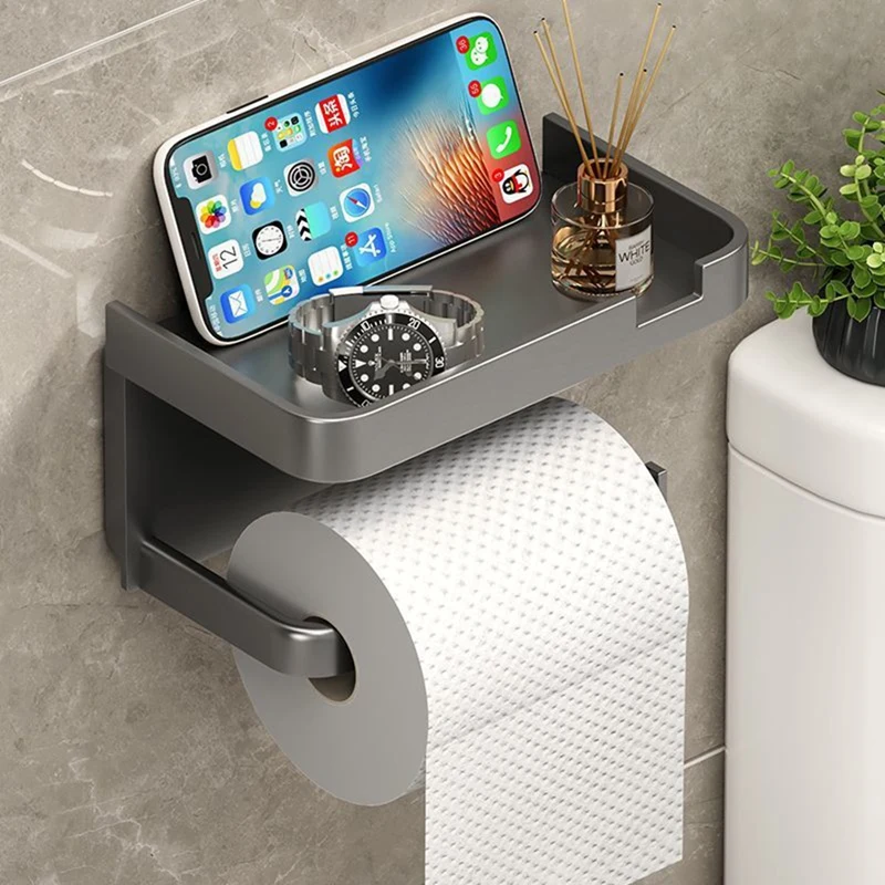 Tissue Holder Wall-Mounted Bathroom Accessories Mobile Phone Rack Toilet Rack Tissue Box.