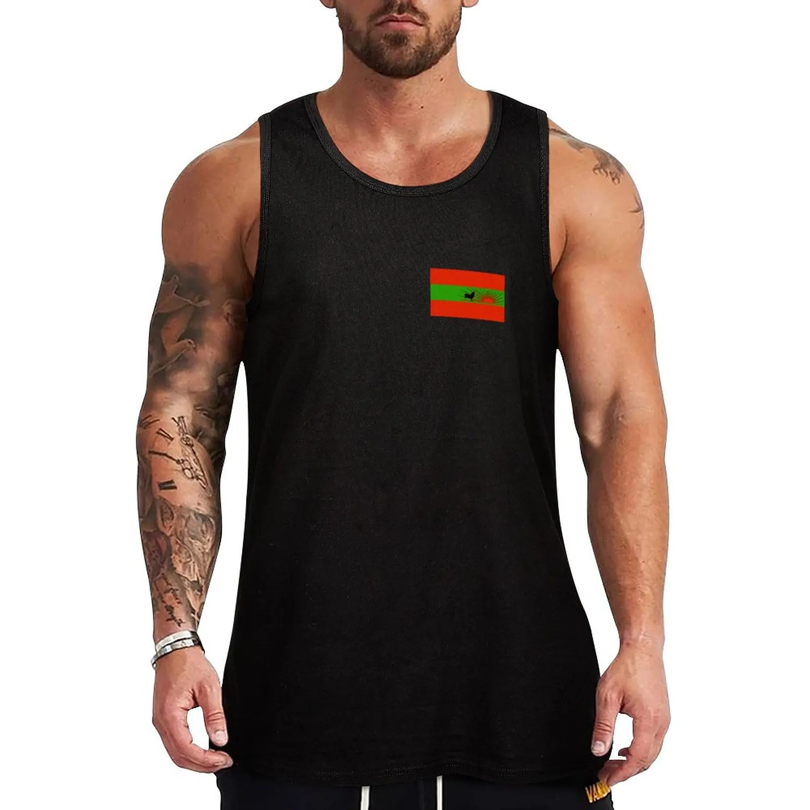 Flag of UNITA (Uni?o Nacional para a Independência Total de Angola) Tank Top clothes for men sleeveless male top