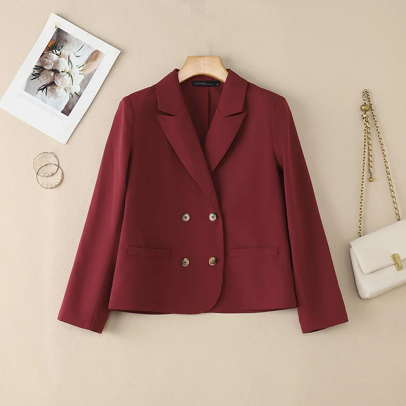 موضة الذروة التلبيب كم طويل البدلة جاكيتات المرأة الربيع عادية خفيفة الوزن بلون السترة مكتب ارتداء ملابس امرأة S-3XL