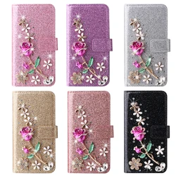 Luxury Flip Glitter Phone Case For iPhone 16 15 14 13 12 Mini 11 Pro XR X XS Max 8 Plus SE 2022 Bling Leather Book Wallet Cover