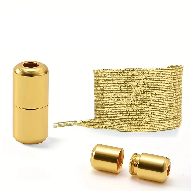 1 paire de lacets sans cravate avec boucles colorées | Lacets élastiques à la mode Gold & Pearl Lustre, conception à enfiler facile