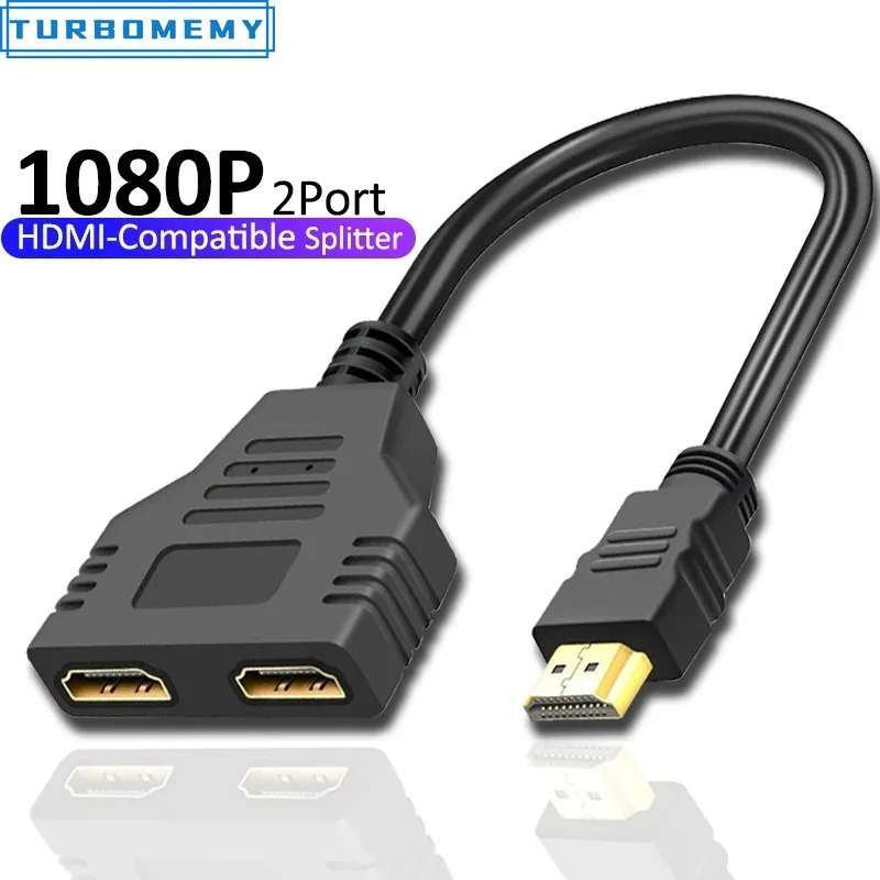 Divisor de cable compatible con HDMI, divisor en Y de 2 puertos 1080P, adaptador de cable 1 entrada 2 salidas para TV LCD, caja PS3, divisor compatible con HDMI