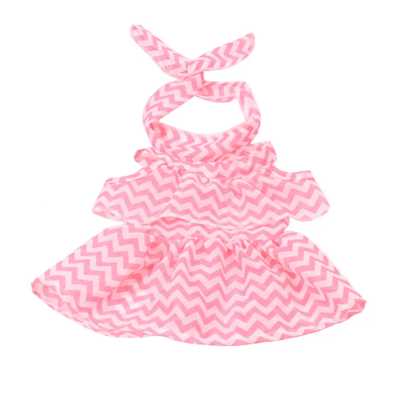 Simple Wavy Pink Dress + Headband American Ours & Generation 18 Inch Girl Doll Clothe Kids Toys 43 Cm Baby Dolls Accessories