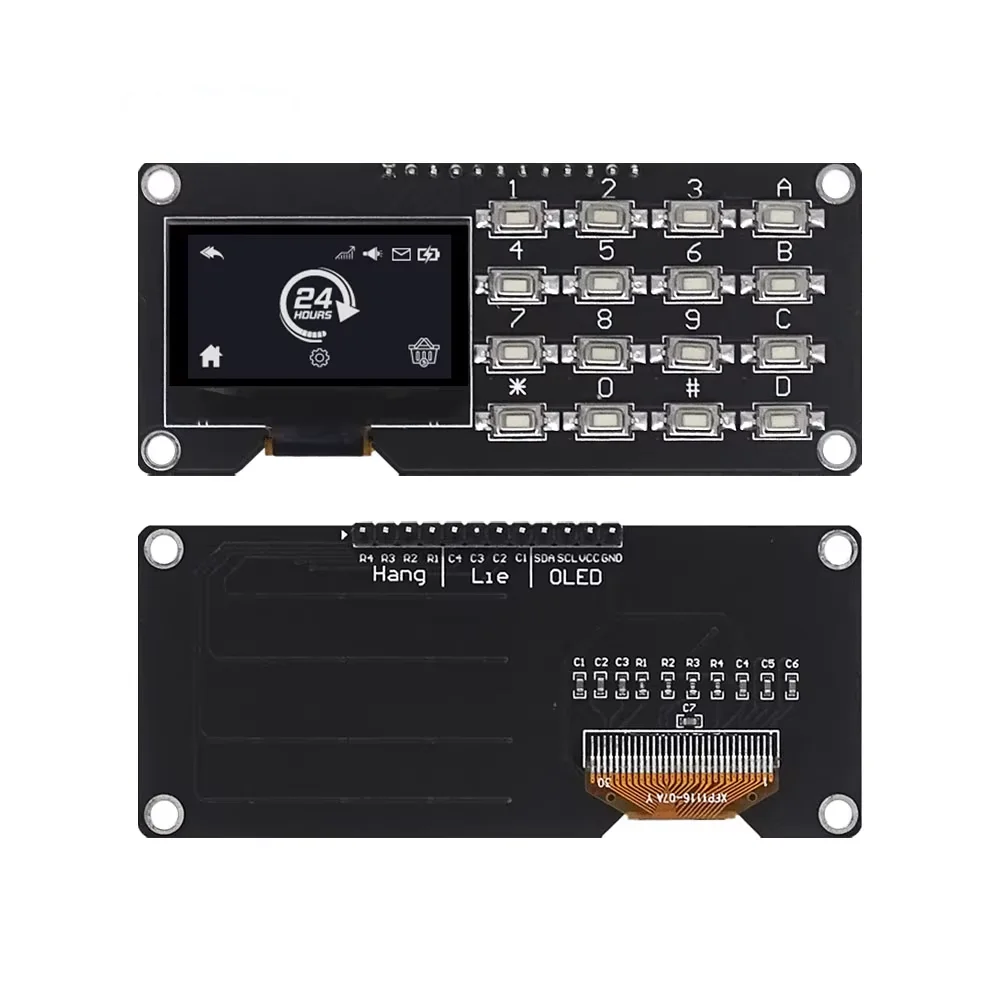 Driver SSD1315 branco de 0,96 polegadas / 1,3 polegadas IIC + botão tela OLED com botão de matriz 4 * 4 botões
