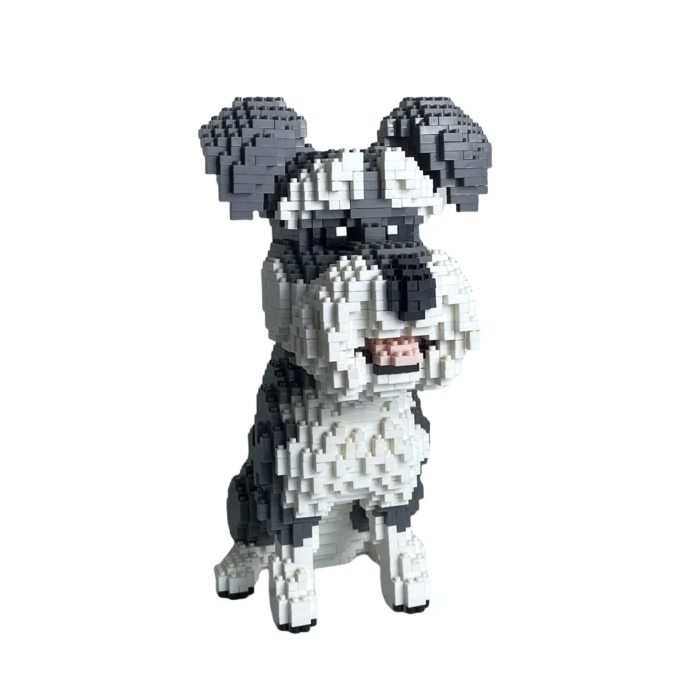 Knieuwe Gebouwde Schnauzer Hond Model Micro Mini Bouwstenen Speelgoed Perfect Speelgoed voor Liefhebbers Mooie Display Stuk Teckel Huisdier