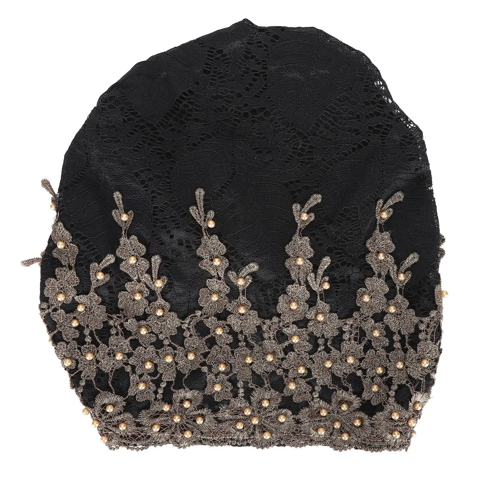 Casual Beaded Lace Slouchy Bonnet Islamic Hat - Perfect for Sleep, for hiking & for outdoor Activities