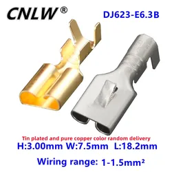 100/50 PCS 6.3 Series 0.4 Thic Brass Tinned Female Crimp Terminal Brass Wire Connector For Car Relay DJ623-E6.3B
