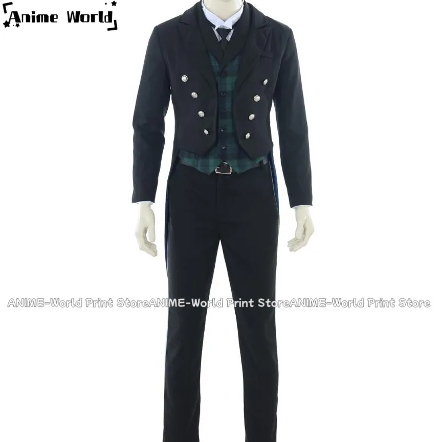 《Custom size》Japanese Anime Black Butler Black Label Sebastian Michaelis Cosplay Costume