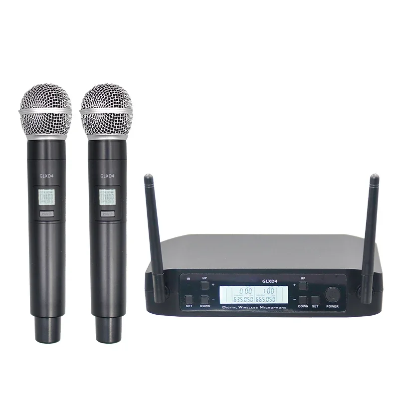 GLXD4 Professional 2-Channel UHF Wireless Microphone System Light-Weight Portable Style Headset Stage Performance Studio Home