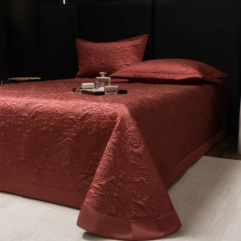 3PCS Solid Color Luxury Quilt Set - Silky Soft Breathable Lightweight Coverlet, Minimalist High-End Bedspread Blanket 3
