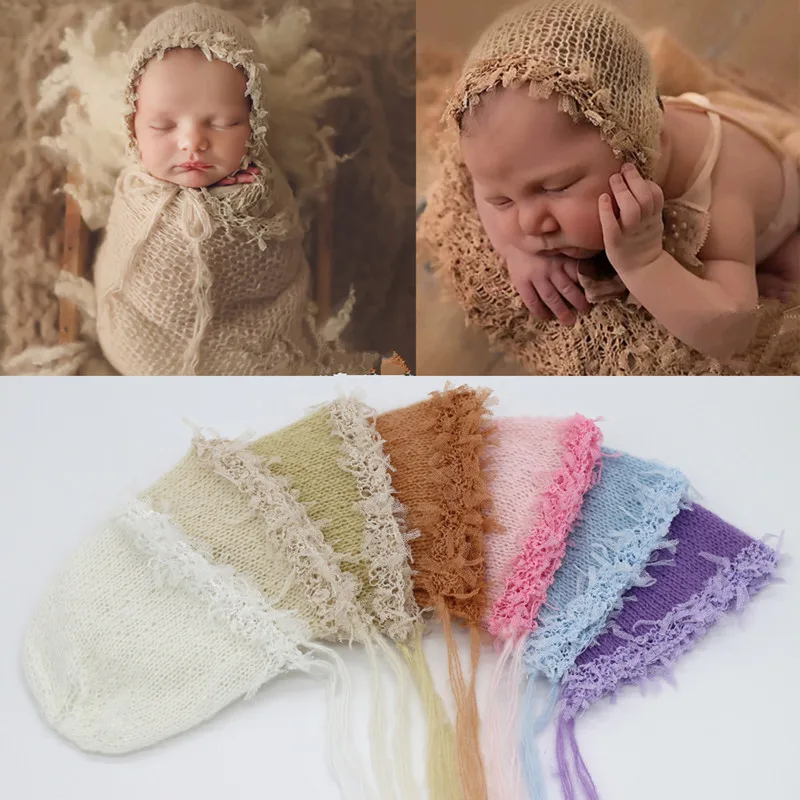 

New style newborn photo hat feather edge mohair photo studio baby photo modeling handmade hat