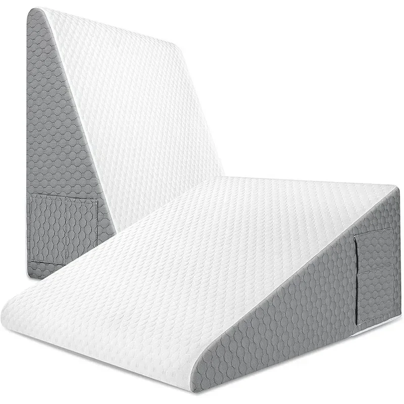 Almohada de cuña para dormir, reflujo ácido después de la cirugía, almohada elevada triangular para mesita de noche, dormitorio, oficina, capa de aire de espuma