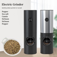 Electric Automatic Salt and Pepper Grinder Set,With Base Dry Cell Powered Adjustable Coarseness Spice Shaker Mill with LED Light