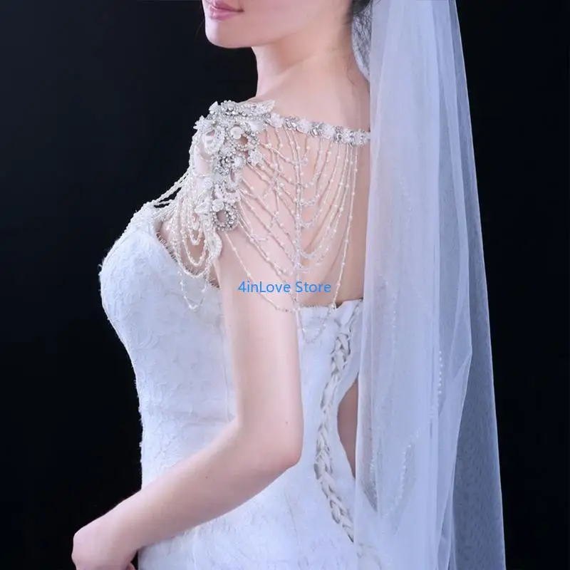 T4MD Pearl Body Body Body Body Netclace Crystal Cormer Chain Pib Cort