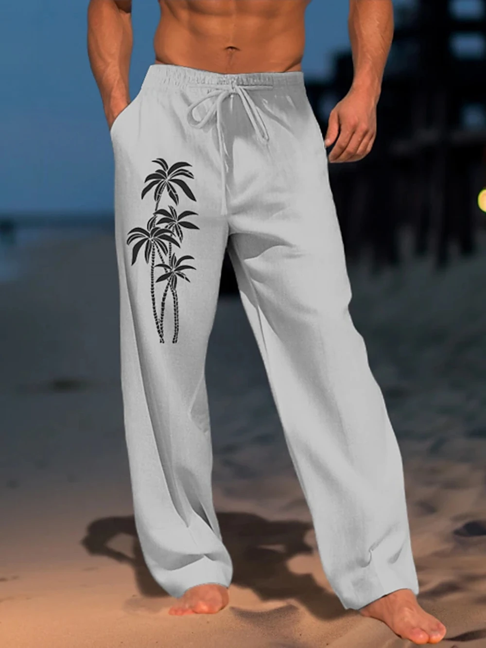 Coconut Tree Graphic 3D Prints Streetwear Hawaiian Designer Men's Trousers Summer Pants Beach Pants Drawstring Casual Trousers