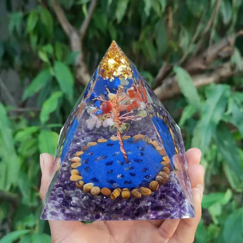 East Sea Ball Pyramid Crystal Gravel Epoxy Resin Home Desktop Handmade Ornament Auspicious Feng Shui