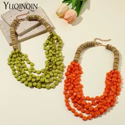 New Fashion Vintage Bohemian Boho Necklaces for Women Big Multilayer Bib Necklace Beads Chain Travel Thick Jewelry Charm Gifts