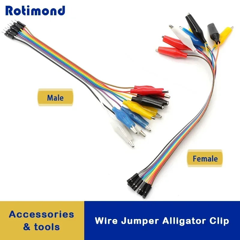 

Double Head Alligator Clip Jumper Cable DIY Connection 20cm 30cm 10pins Male and Female Alligator Clips Test Wire Jumper