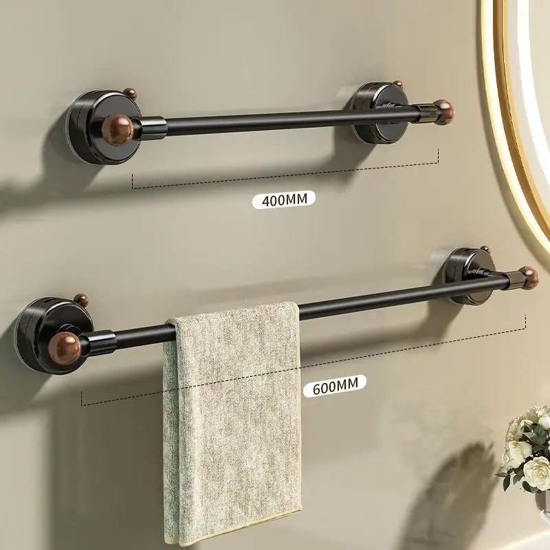 Black Walnut Accent Towel Rack Bar 400Mm 600Mm Self Adhesive No Drilling Wall Mounted Towel Holder Rail For Bathroom Kitchen