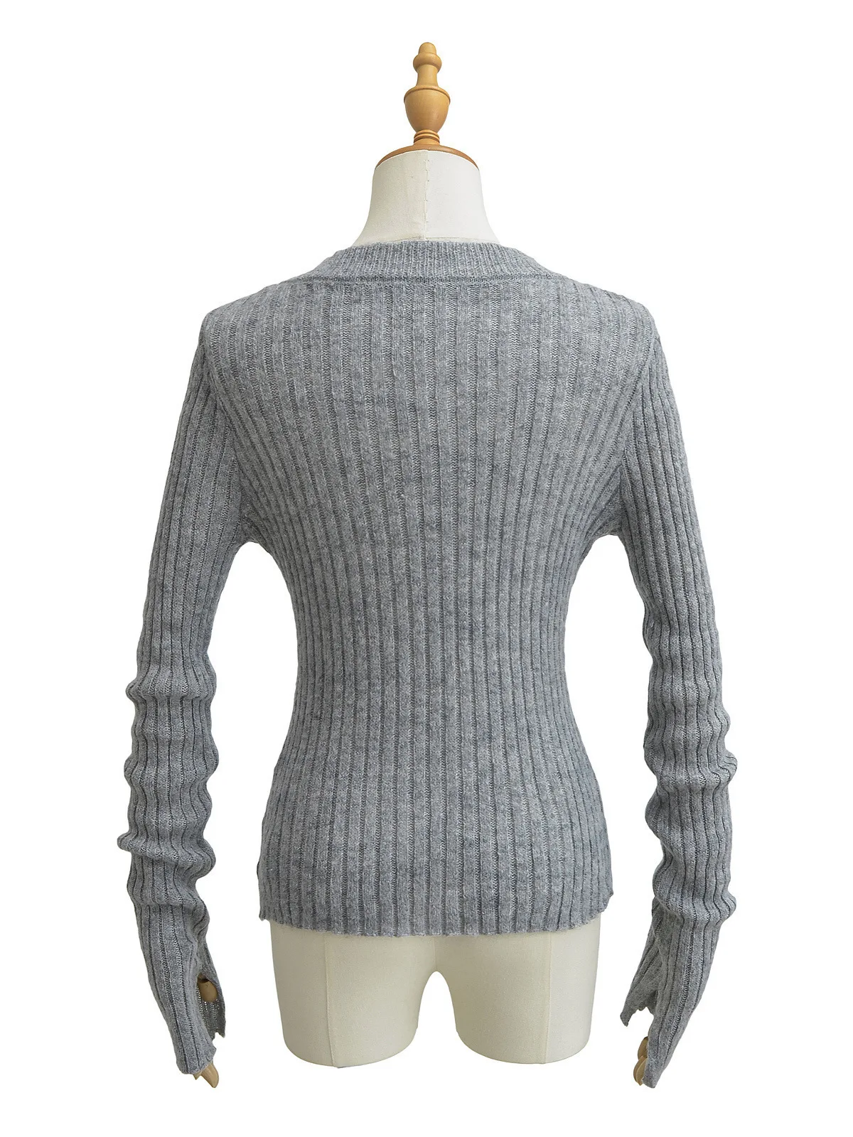 Pull à manches longues et col en V pour femme, haut court polyvalent, taille cintrée, monochromatique, mince, décontracté, automne, hiver, nouveau, YTKY, 2024