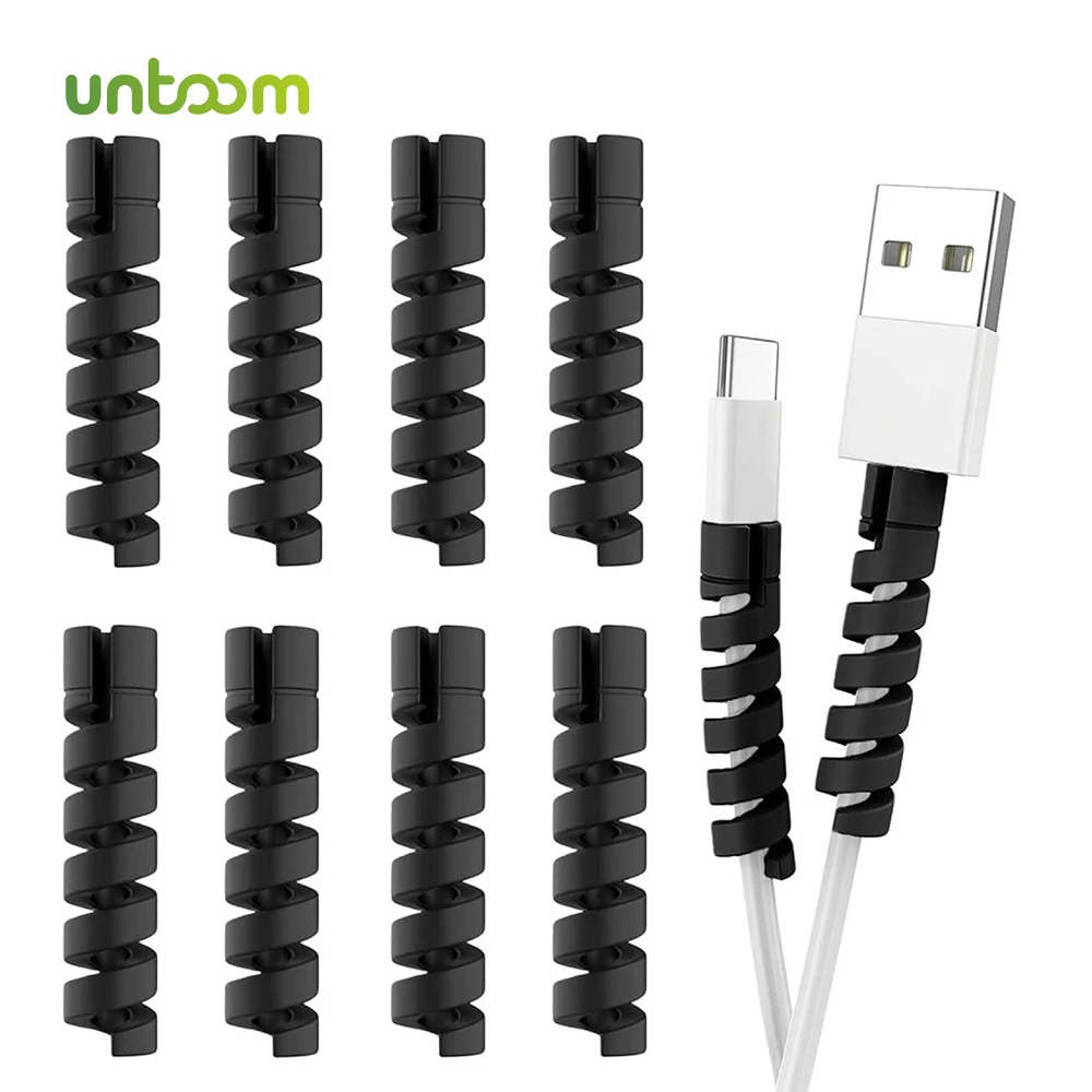 Untoom 10Pcs Spiral Charging Cable Protector For Mobile Phone Silicone Flexible Wire Cable Saver for Mouse Cellphone Data Lines