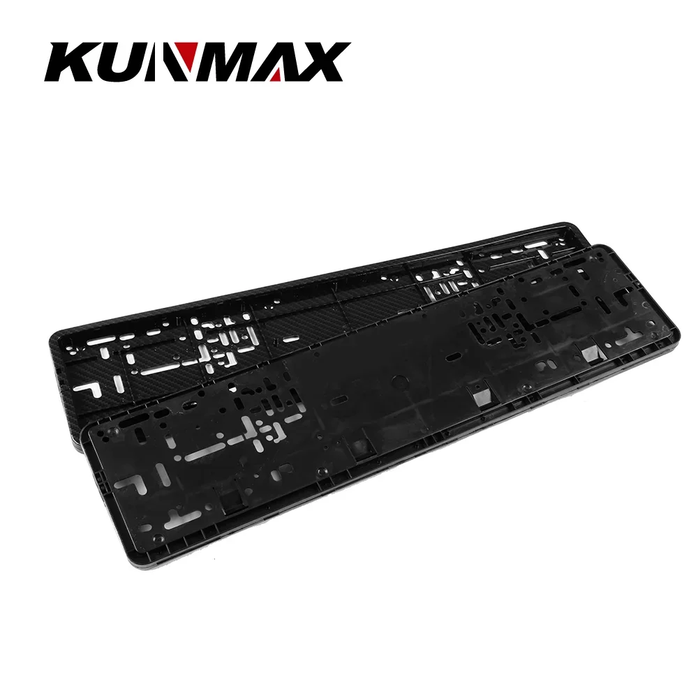 2PCs Carbon Style Black European License Plate Frame Auto Accessory Waterproof Holder with Mounting License Plate