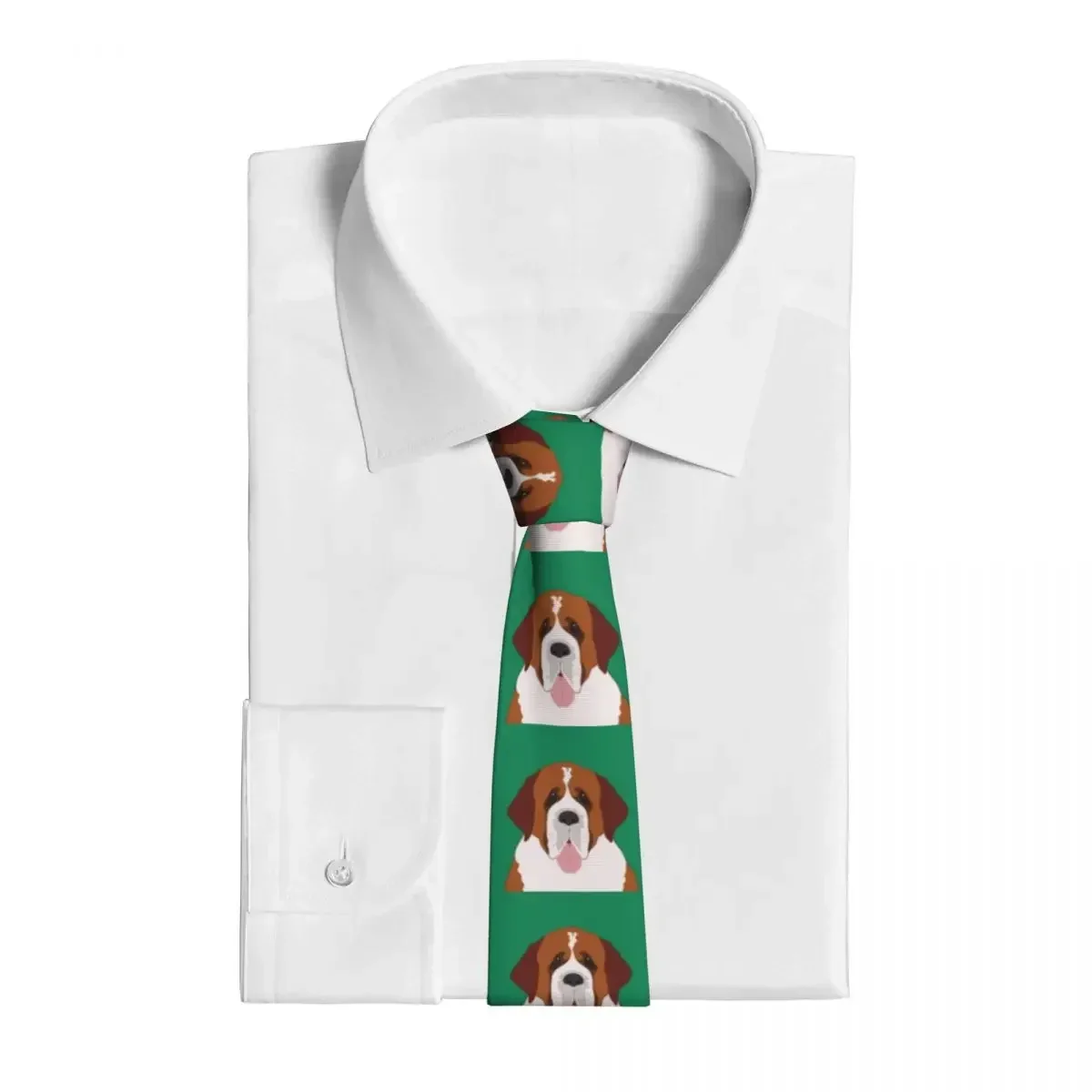 Mens Tie Slim Skinny Saint Bernard Dog Necktie Fashion Free Style Tie for Party Wedding