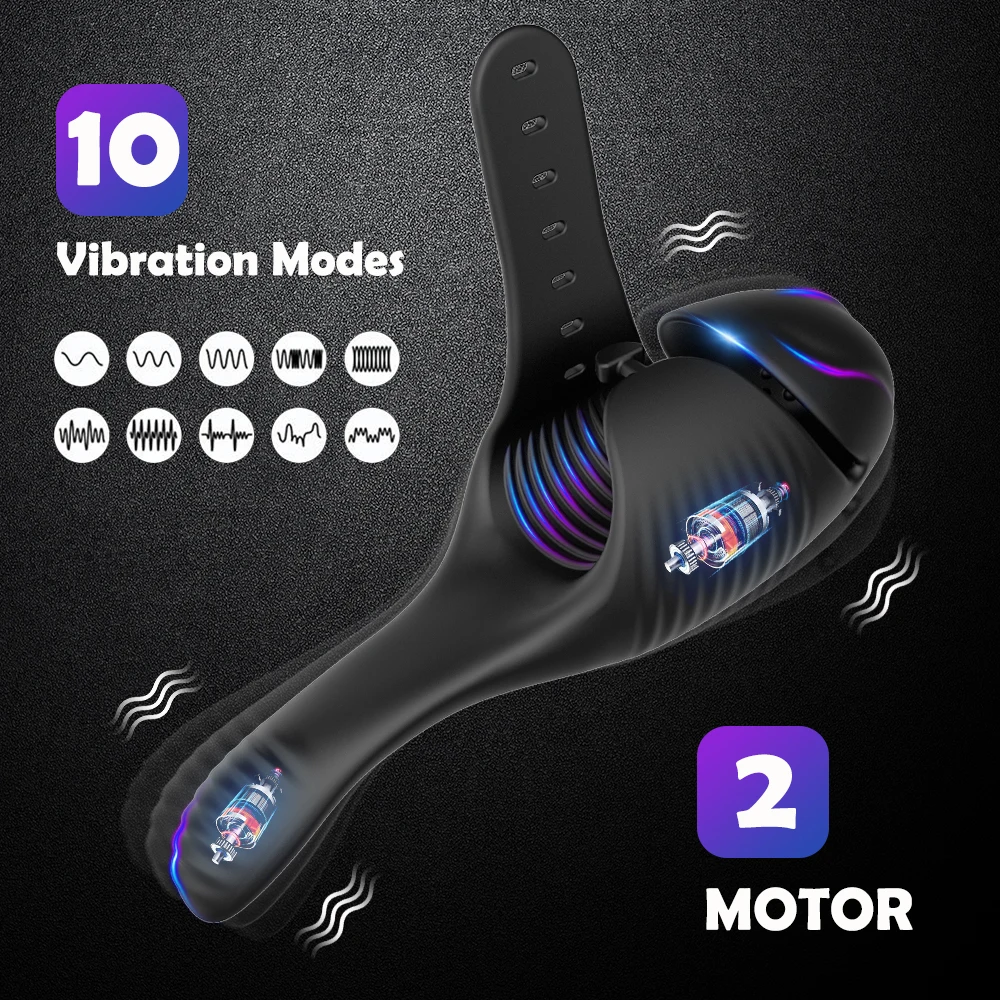 Powerful Vibrator for Men Rings Penis Ejaculation Delay Testicles Perineum Stimulator Cock Ring Sex Toy for Couples Game