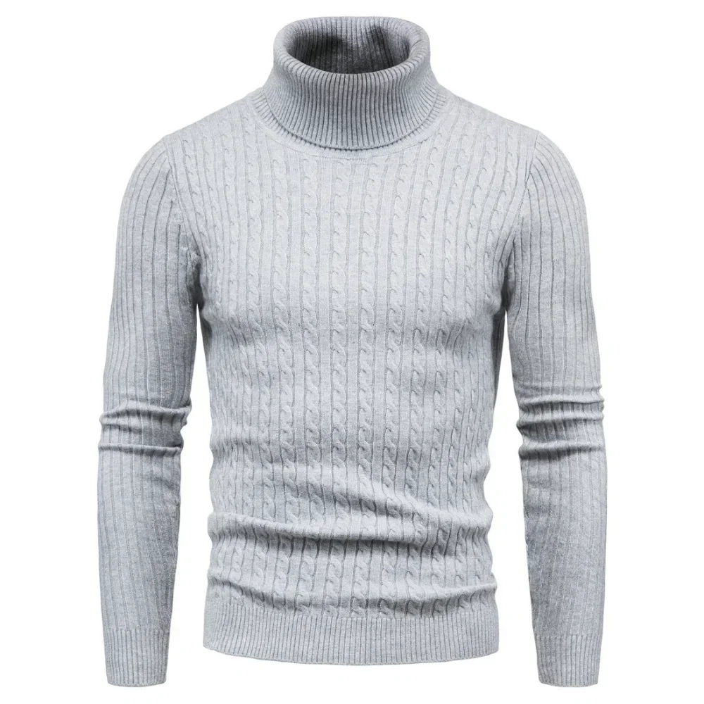 

Autumn And Winter Turtleneck Warm Fashion Solid Color sweater Men's Sweater Slim Pullover men's Knitted sweater Bottoming Shirt