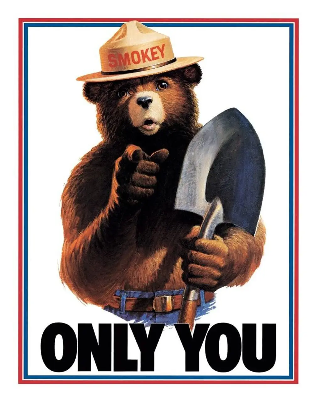 Desperate Enterprises Only You - Smokey Bear Tin Sign - Nostalgic Vintage Metal Wall Decor