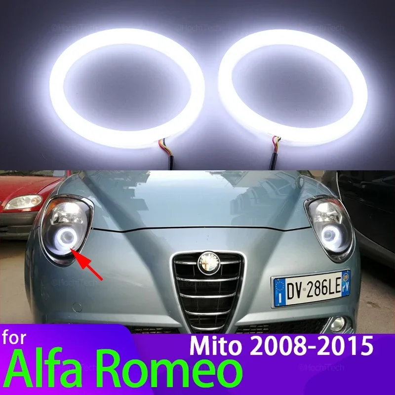 Dla Alfa Romeo Mito 2008 - 2015 Akcesoria samochodowe 6000K Biały SMD Bawełniany zestaw pierścieni LED Angel Eye, 2 lata gwarancji