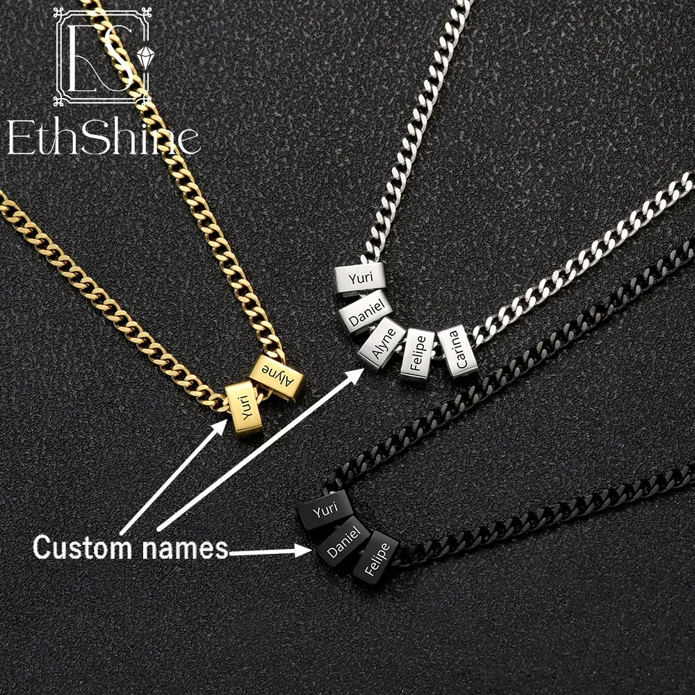 Custom Family Names Chain Necklace Name Engraved Stainless Steel Necklace for Women Men Jewelry Lover Christmas Day Gifts