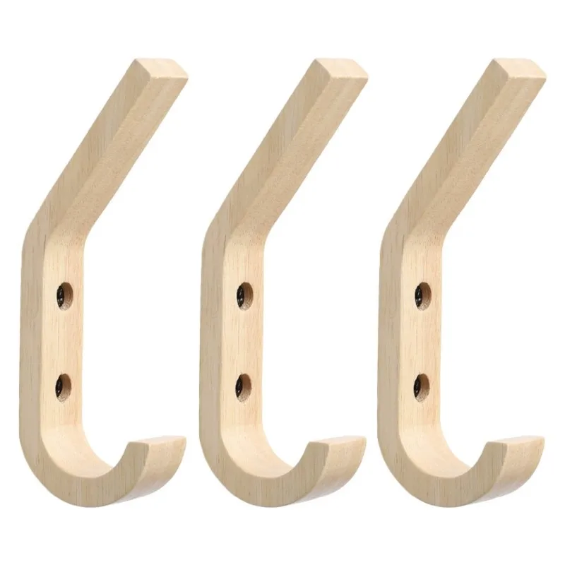 Y51A-Single& 4-Pack Nordic Solid Wood Wall Hook- Natural Wood Color, Perfect For Hooks, For Coats And Hats Ideal